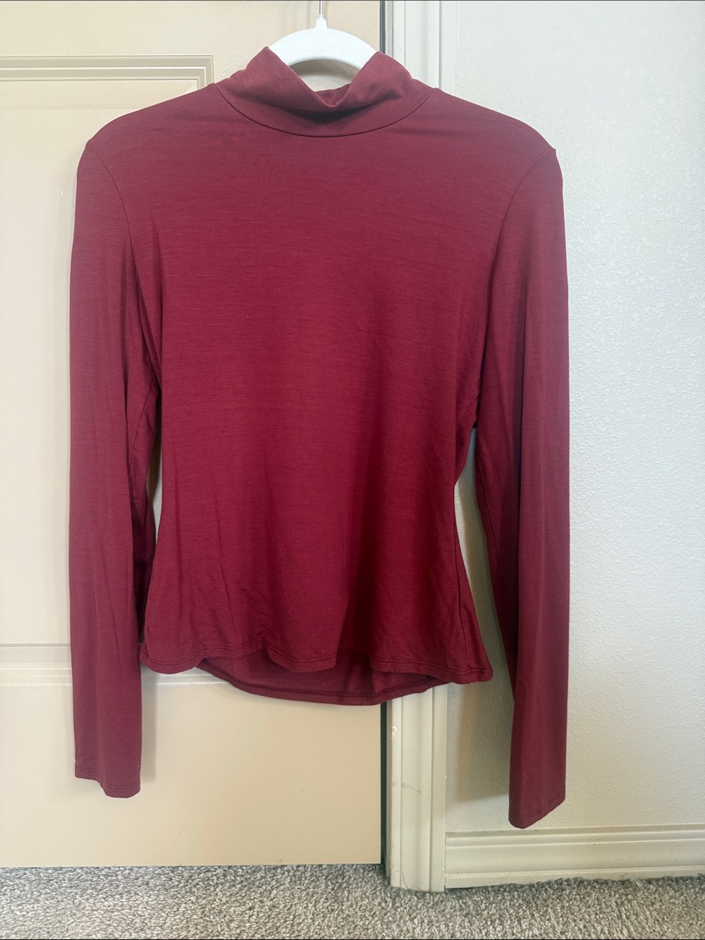 Reformation Long-Sleeve Mock Neck Top - Burgundy